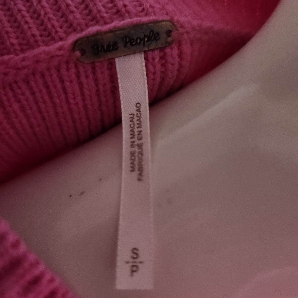 Free People Vibrant Pink Crew Neck Sweater - Picture 2 of 2
